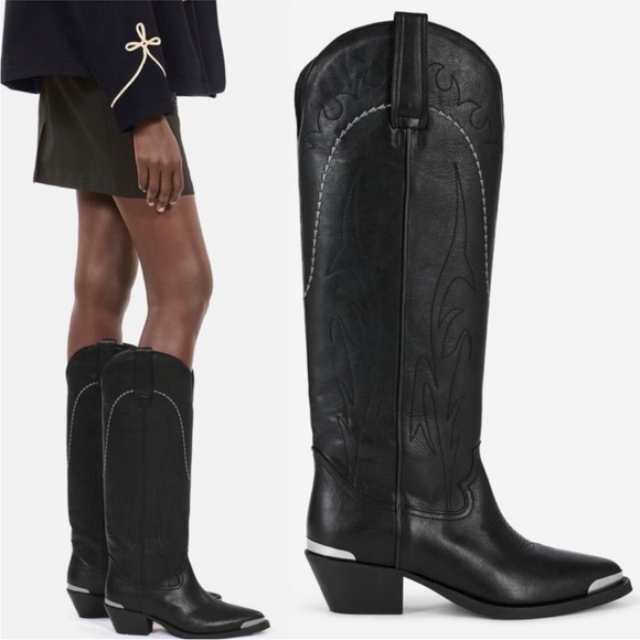 New in Box.  The Kooples Santiag western leather boot.  Size French 37 / US 6 - Picture 1 of 5